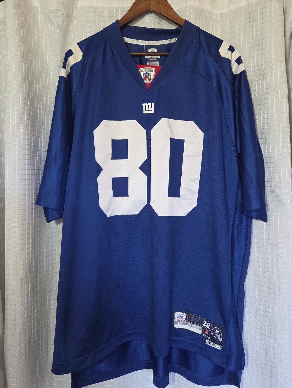 Reebok New York Giants Jeremy Shockey Jersey #80 Mens 2XL Blue NFL Football XXL
